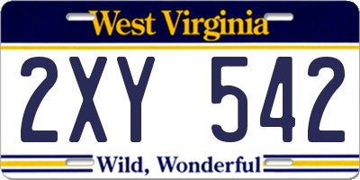 WV license plate 2XY542