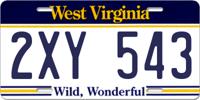WV license plate 2XY543