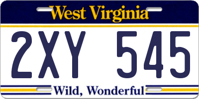WV license plate 2XY545