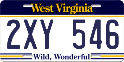 WV license plate 2XY546