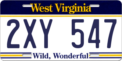 WV license plate 2XY547