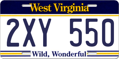 WV license plate 2XY550