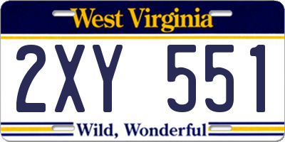 WV license plate 2XY551