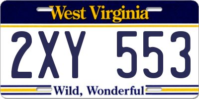WV license plate 2XY553