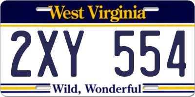 WV license plate 2XY554