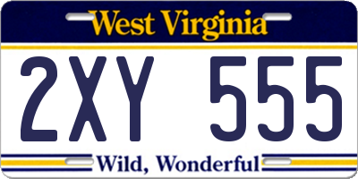 WV license plate 2XY555