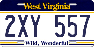 WV license plate 2XY557