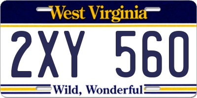 WV license plate 2XY560