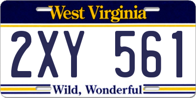 WV license plate 2XY561