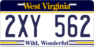 WV license plate 2XY562