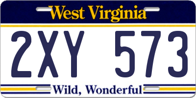 WV license plate 2XY573