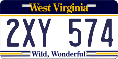 WV license plate 2XY574