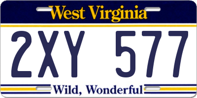 WV license plate 2XY577
