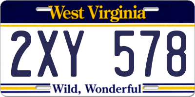 WV license plate 2XY578