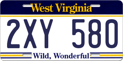 WV license plate 2XY580