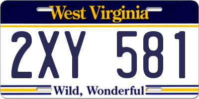 WV license plate 2XY581