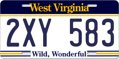 WV license plate 2XY583