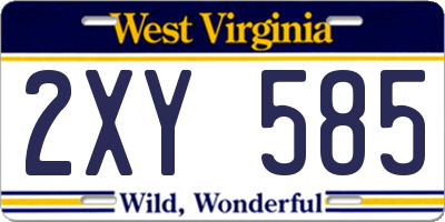WV license plate 2XY585