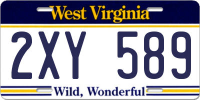 WV license plate 2XY589