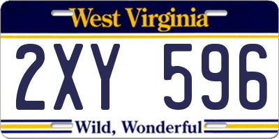WV license plate 2XY596