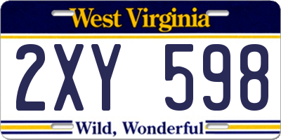 WV license plate 2XY598