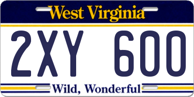 WV license plate 2XY600