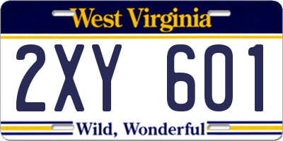 WV license plate 2XY601