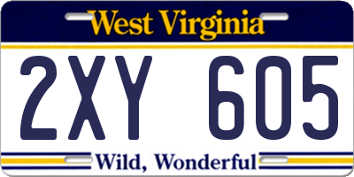 WV license plate 2XY605