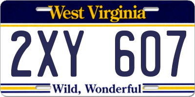 WV license plate 2XY607
