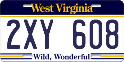 WV license plate 2XY608