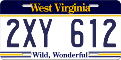 WV license plate 2XY612