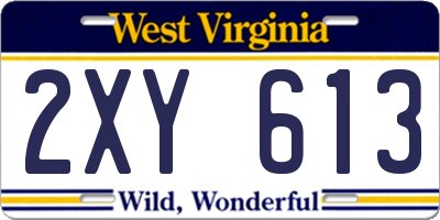 WV license plate 2XY613