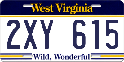 WV license plate 2XY615