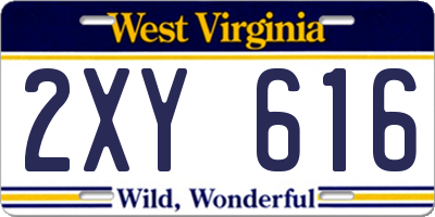 WV license plate 2XY616