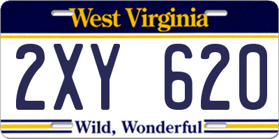 WV license plate 2XY620