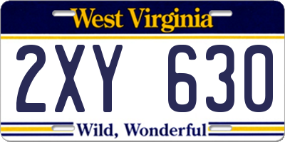 WV license plate 2XY630