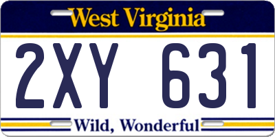 WV license plate 2XY631