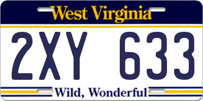 WV license plate 2XY633