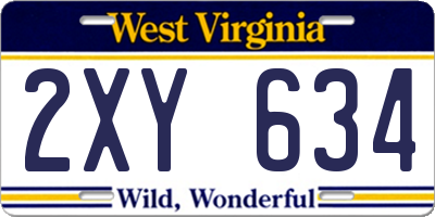 WV license plate 2XY634