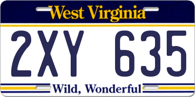 WV license plate 2XY635