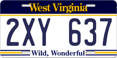 WV license plate 2XY637