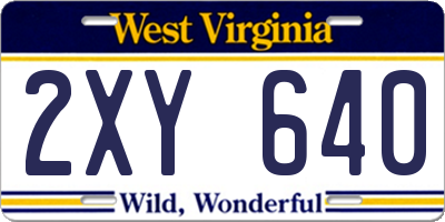 WV license plate 2XY640