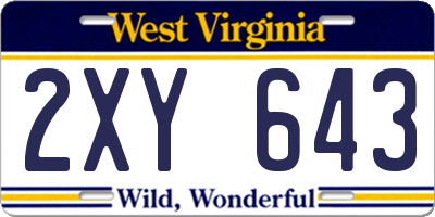 WV license plate 2XY643