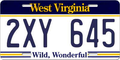 WV license plate 2XY645