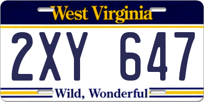 WV license plate 2XY647