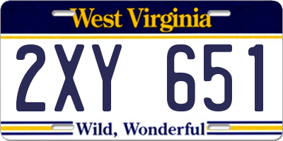 WV license plate 2XY651