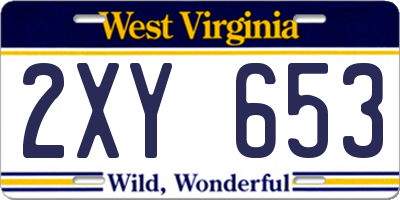 WV license plate 2XY653