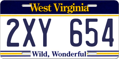 WV license plate 2XY654