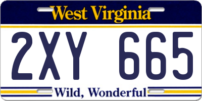 WV license plate 2XY665