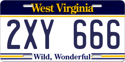 WV license plate 2XY666
